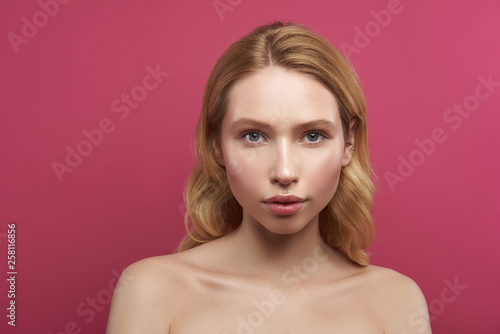 Pretty fair haired woman with nude make-up