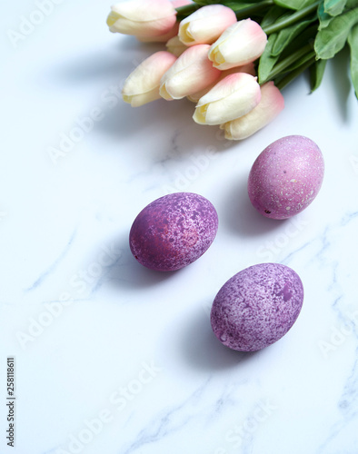 Purple Easter Egg with Tulip Bouquet