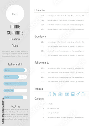 Resume cv template profile design