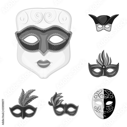 Vector illustration of Venezia and festival logo. Collection of Venezia and celebration vector icon for stock.