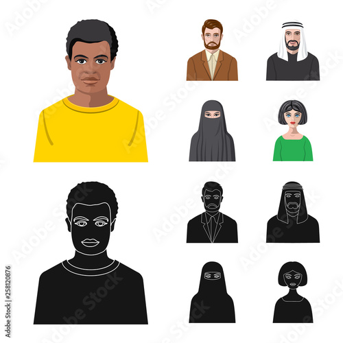 Vector illustration of hairstyle and profession  symbol. Set of hairstyle and character  stock vector illustration.