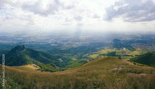 Large panorama view from the mountain Beshtau  summer sunny day near Pyatigorsk