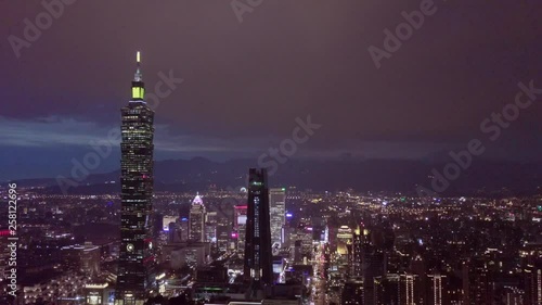 Wallpaper Mural Taiwan city skyline at twilight , The beautiful sunset of Taipei, Aerial view Taiwan city skyline. Torontodigital.ca
