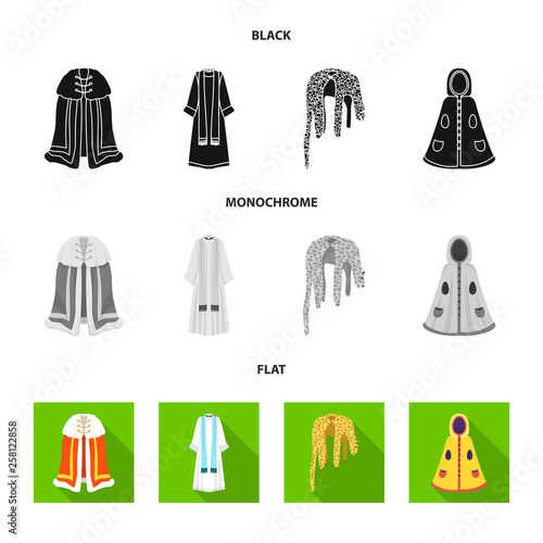 Isolated object of material and clothing icon. Collection of material and garment stock vector illustration.