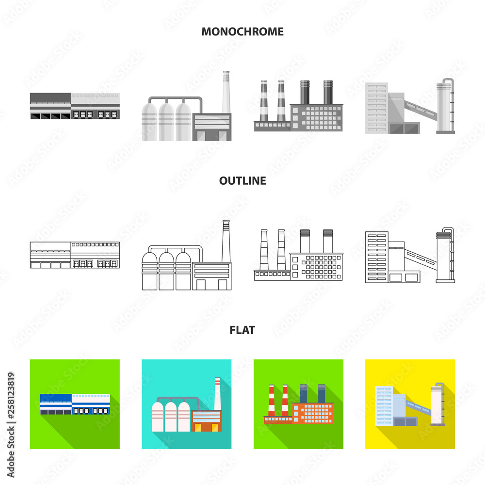 Vector illustration of production and structure icon. Set of production and technology stock vector illustration.