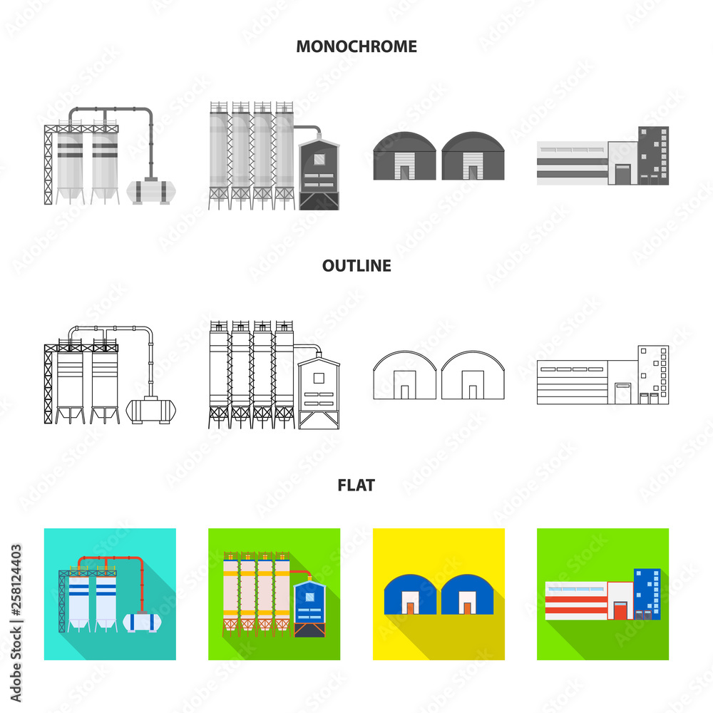 Vector illustration of production and structure logo. Set of production and technology stock symbol for web.