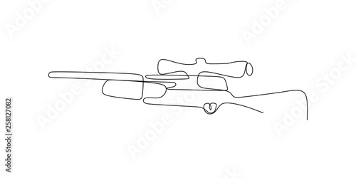 continuous line drawing of sniper gun