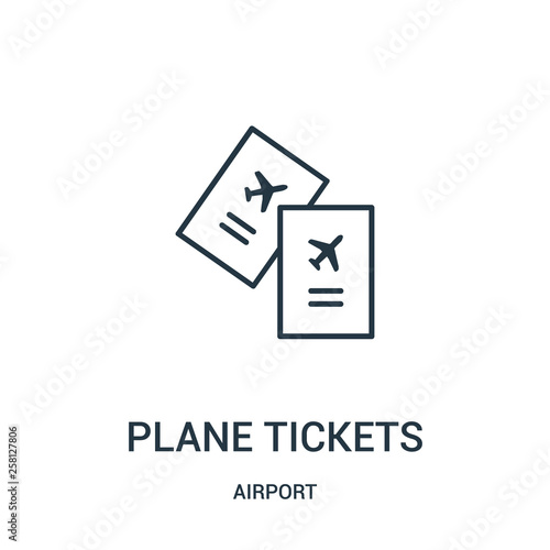plane tickets icon vector from airport collection. Thin line plane tickets outline icon vector illustration.