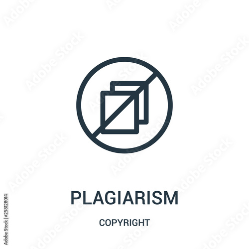 plagiarism icon vector from copyright collection. Thin line plagiarism outline icon vector illustration.