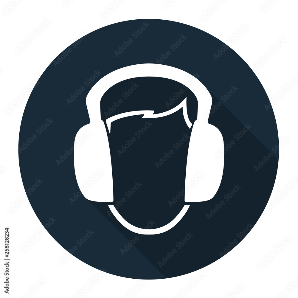 Symbol Wear Ear muff sign on black background Symbol Wear Ear muff sign on black background