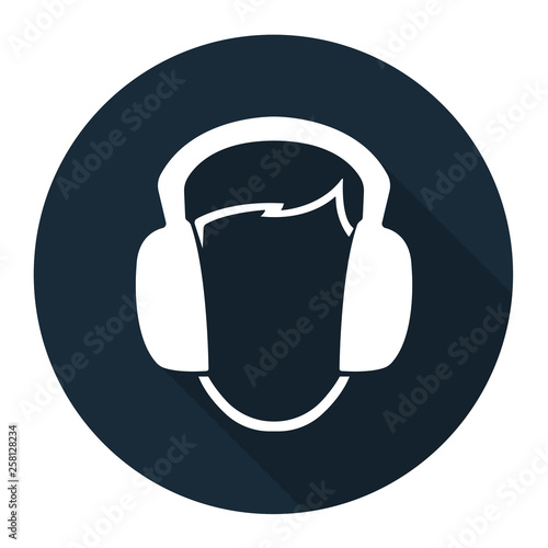 Symbol Wear Ear muff sign on black background
