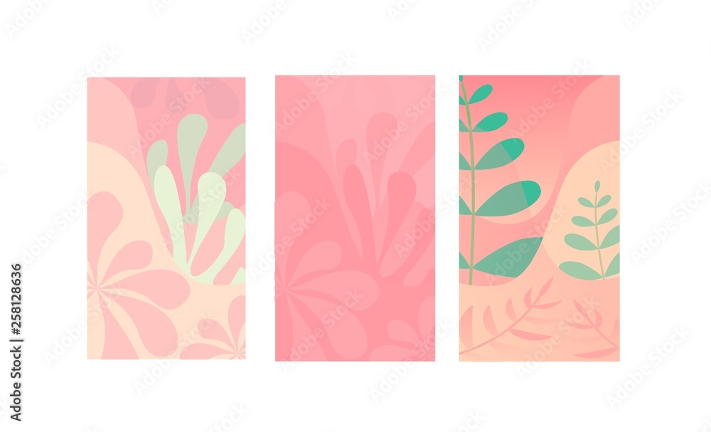 Set of backgrounds. Template design for phone