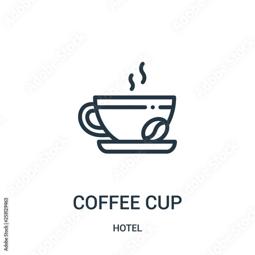 coffee cup icon vector from hotel collection. Thin line coffee cup outline icon vector illustration.