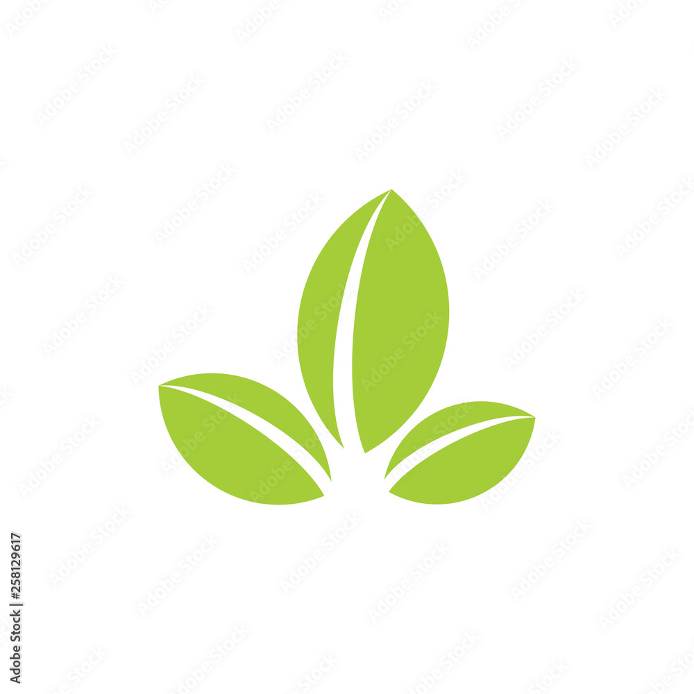 Naklejka premium simple geometric three leaf natural symbol logo vector