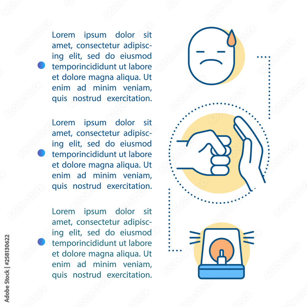 Fototapeta premium Domestic violence article page vector template