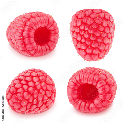 Set of juicy raspberries isolated on a white.