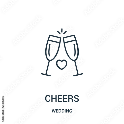 cheers icon vector from wedding collection. Thin line cheers outline icon vector illustration.