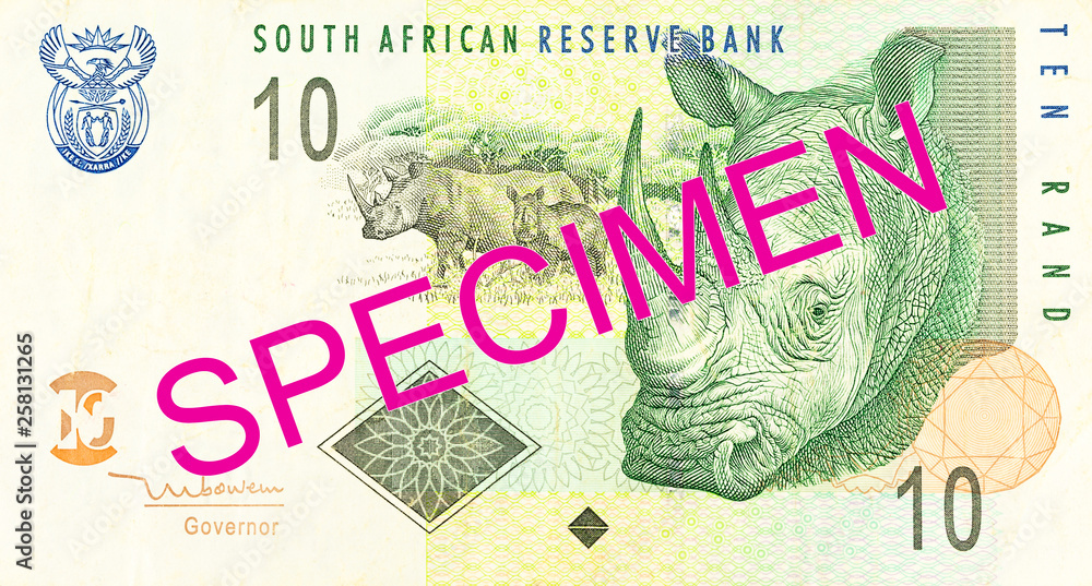 10 south african rand bank note obverse