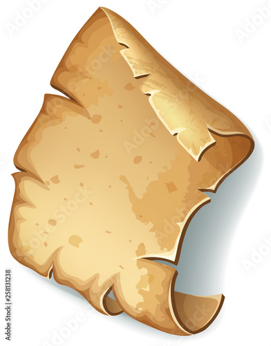 Royal old parchment. Paper for message. Icon for computer games and books design. Isometric 3d vector illustration.