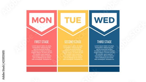 Business infographics with 3 steps, options. Vector template.
