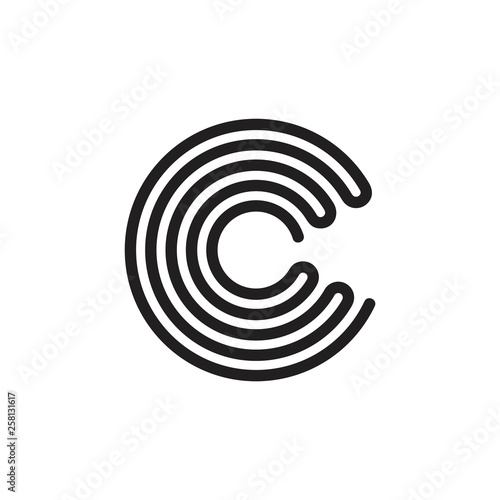 letter c continue line curves logo vector