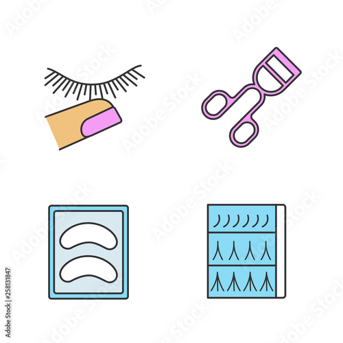 Eyelash extension color icons set