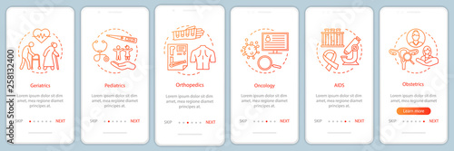 Nursing service onboarding mobile app page screen vector template