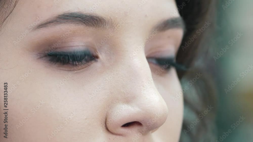 Makeup Artist Applies Powder To A Girl Client
