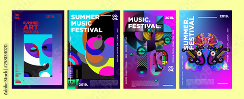 Summer Colorful Art and Music Festival Poster and Cover Template for Event, Magazine, and Web Banner.