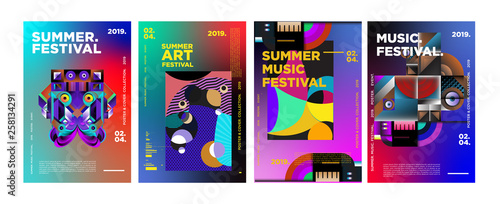 Summer Colorful Art and Music Festival Poster and Cover Template for Event  Magazine  and Web Banner.