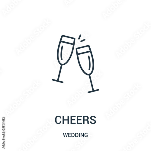 cheers icon vector from wedding collection. Thin line cheers outline icon vector illustration.