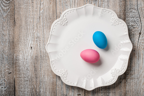 Easter eggs on a plate