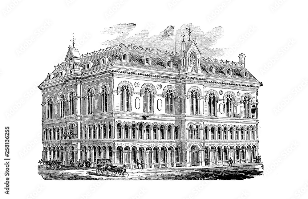 Montreal City. Engraving illustration Montreal City. Engraving illustration