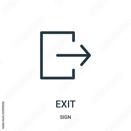 exit icon vector from sign collection. Thin line exit outline icon vector illustration.