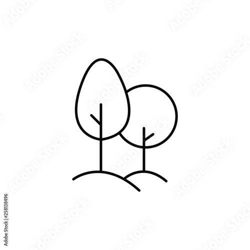 Simple cartoon tree / plant line art vector icon for nature apps and websites