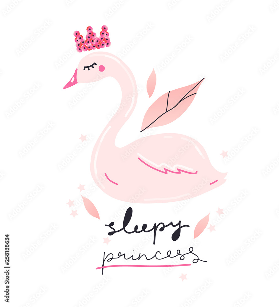 Fototapeta premium Girl slogan for t shirt. Modern beautiful print for girls. Vector illustration. Creative typography slogan design. Sign 