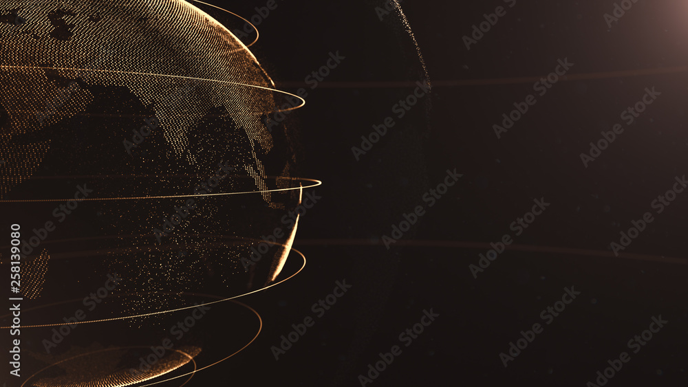 Abstract particle. Crop photo. Golden, orange inside the white veilted one, created of