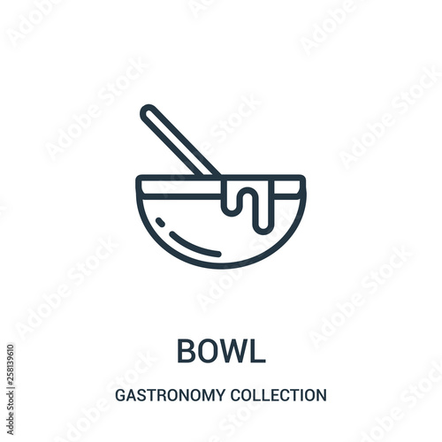 bowl icon vector from gastronomy collection collection. Thin line bowl outline icon vector illustration.