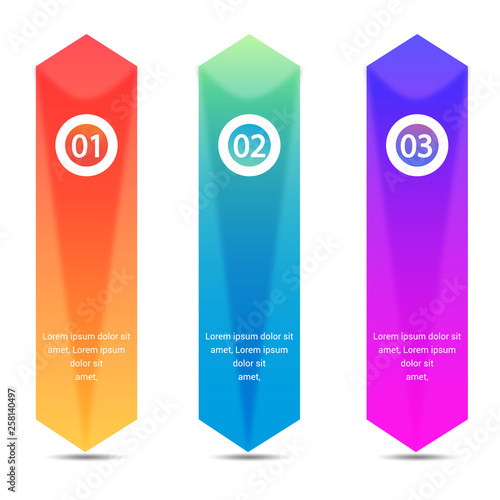 Business infographic template with 3 arrows. Can be used for diagram, graph, chart, report, web design