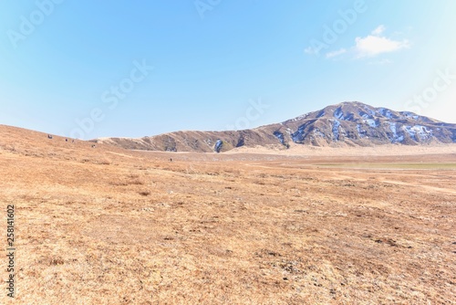 Landscape of Kusasenri Plateau in Mount Aso, Kumamoto