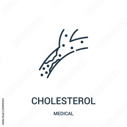 cholesterol icon vector from medical collection. Thin line cholesterol outline icon vector illustration.