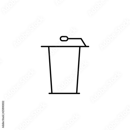 Black flat Line vector icon with a picture of speech as tribune