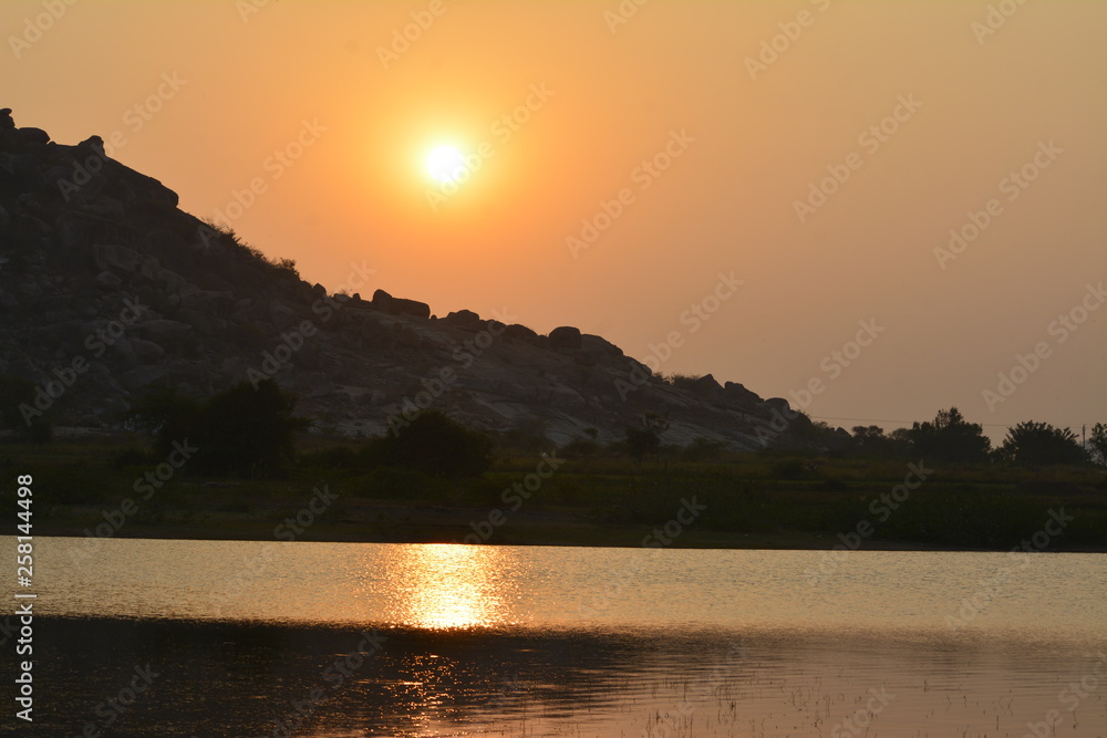 Sunset at Koilsagar lake, Mahbubnagar, Telangana, India