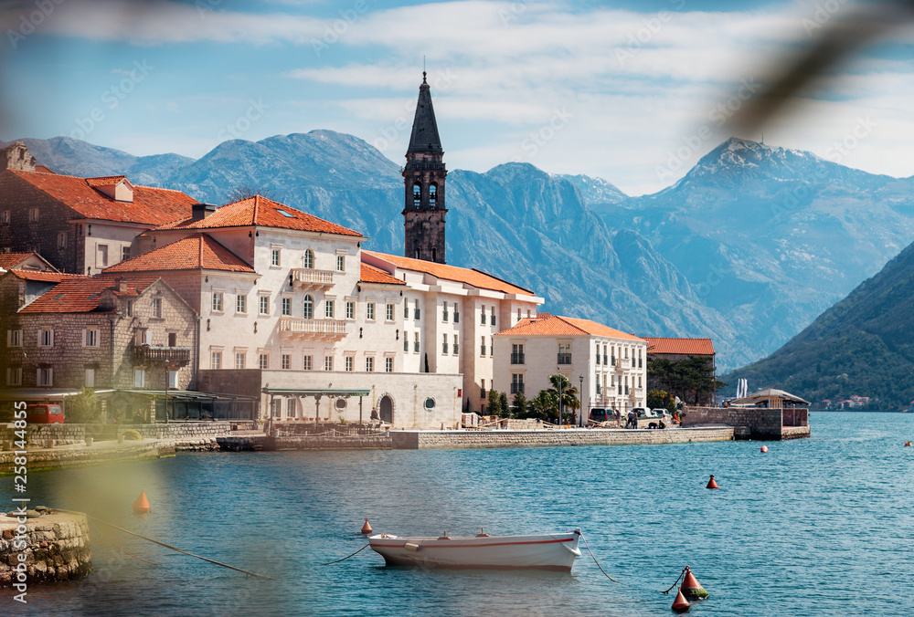 Amazing view of town of Perast at Bay of Kotor.Montenegro