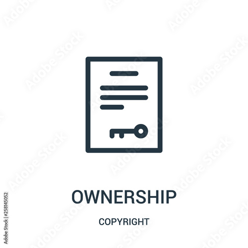 ownership icon vector from copyright collection. Thin line ownership outline icon vector illustration.