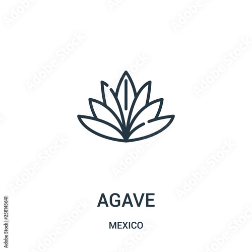 agave icon vector from mexico collection. Thin line agave outline icon vector illustration.