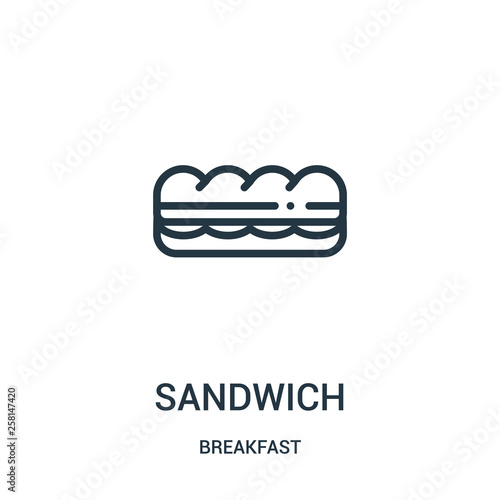 sandwich icon vector from breakfast collection. Thin line sandwich outline icon vector illustration.
