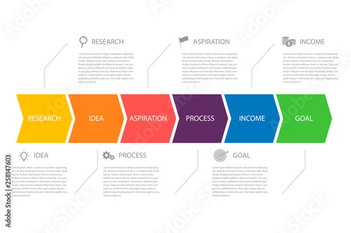 Colored infografics arrow with different colors and options simple plan actions. Business design.