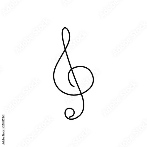 continuous line drawing of music note symbol