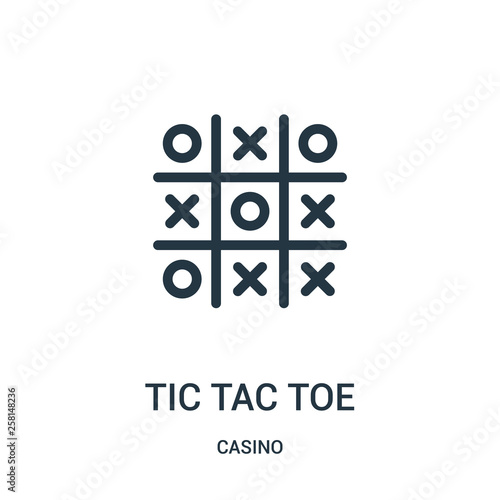 tic tac toe icon vector from casino collection. Thin line tic tac toe outline icon vector illustration.